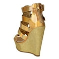 thumbnail image 3 of Nature Breeze AI48 Women Metallic Leatherette Strappy Open Toe Platform Wedge Sandal, 3 of 6