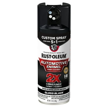 Gloss Black, Rust-Oleum 2X Automotive Enamel 5 in 1 Spray Paint, 12 oz, 394893