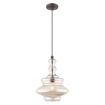 Livex Lighting  Hand-blown Art Glass 1-light Mini Pendant English Bronze & Champagne Glass Matte Bronze