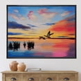 thumbnail image 2 of Designart 'Crane Birds Flying During Colorful Sunset' Nautical & Coastal Framed Canvas Wall Art Print, 2 of 5