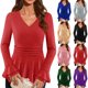 thumbnail image 1 of RKSTN Women's Dressy Sparkly T Shirts Oversized V Neck Glitter Sparkly Long Sleeve Shirt Top Womens Casual Solid Plus Size Sequined Loose Fits Comfy Tee Party Club Night Blouses Fall Spring Clothes, 1 of 10
