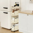 thumbnail image 5 of Medium Size Narrow Crevice Rolling Storage Cart With Pull-Out Drawer Bins, Multi Layer Space Saving Wheeled Organizer Rack For Kitchen Bathroom Gap Sundry Storage(M)4 tiers, 5 of 6