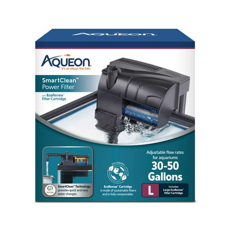 Aqueon SmartClean Power Filter with EcoRenew Filter Cartridge 30-50 Gallon