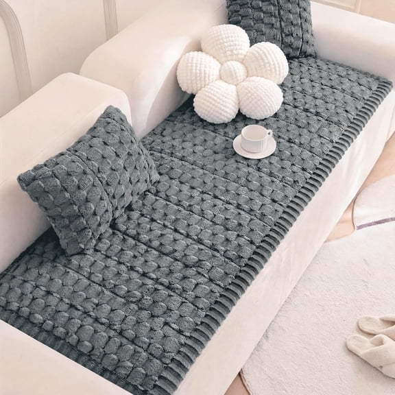 Ivalue Thick Sofa Cover Soft Washable Non-Slip Couch Cover for Pet Sofa Slipcover Furniture Protector for Living Room Pet Couch (Dark Gray)