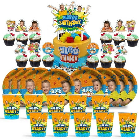 Vlad and Niki Birthday Cups Party Supplies Plates Decorations Cake Topper Decor