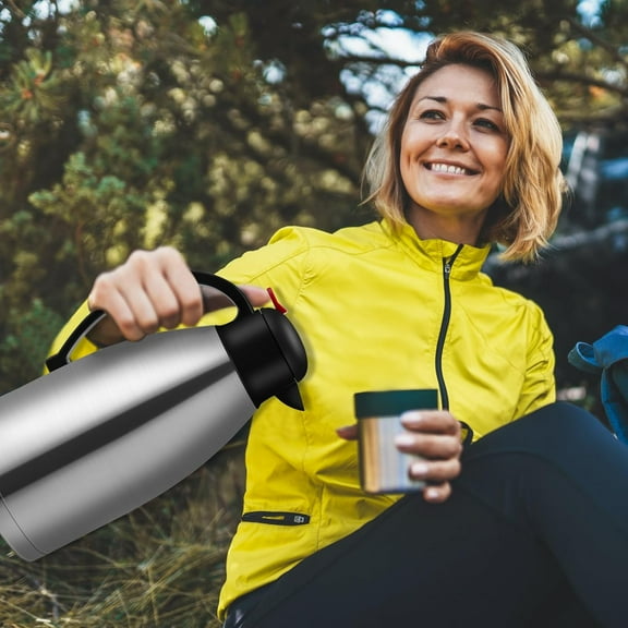 2 Pcs 102 oz Thermal Coffee Carafe Insulated Stainless Steel Carafe Double Walled Vacuum Coffee Thermal Pot with Brush for Home Office Use Keep 24 Hours Hot Water Tea(Silver)