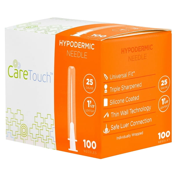 Care Touch Hypodermic Needle Universal Fit & Triple Sharpened, 25