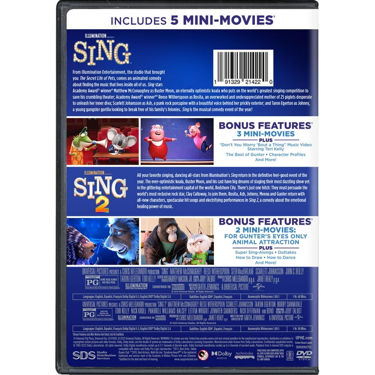 Universal Studios Sing & Sing 2 Family Musical Movies (Kids