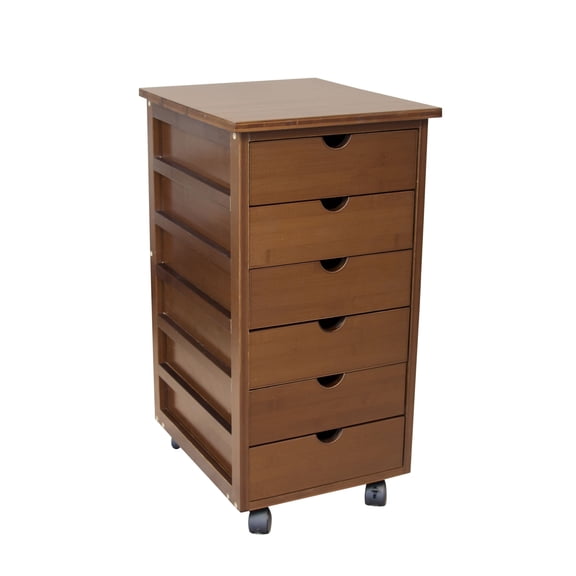 Eccostyle by CCL Bamboo 6 Drawer Rolling Cart in Caramel