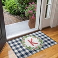thumbnail image 2 of Buffalo Plaid Doormat Non-Slip Absorbent Resist Dirt Wreath Front Door Mat Machine Washable Letter K Welcome Mats Outdoor Inside Floor Rugs for Entryway 30" X 17", 2 of 6