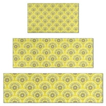 Yellow Lemon Fruit Slices Yellow Pattern Kitchen Rugs Sets Of 3,Kitchen Runner Rugs Non Skid Washable,Decorative Kitchen Floor Mats for Kitchen,Sink,Laundry,17"x30"  17"x47"   17"x59"