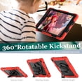 thumbnail image 3 of Case for iPad 6th / 5th Gen (2018 2017) / iPad Air 2 / iPad Pro 9.7 inch with Screen Protector, 360 Degree Rotating Kickstand Hand Strap Shockproof Cover with Shoulder Strap, Red, 3 of 7