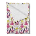 thumbnail image 2 of Fantasy World Soft Flannel Fleece Throw Blanket, Pattern of Princess in a Crown Castle Hearts Stars and Clouds, Cozy Plush for Indoor and Outdoor Use, 50" x 70", Multicolor, by Ambesonne, 2 of 5