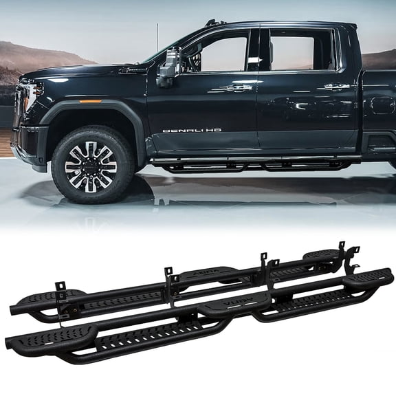 Vijay Running Boards Compatible with 2020-2021-2022-2023-2024-2025-2026 GMC Sierra 2500HD/3500HD Crew Cab A Pair Bolt-on Side Steps Rails Steel Nerf Bars