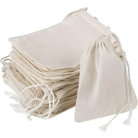 

enquiret 100 Pieces Canvas Drawstring Bags Filter Solid Color Fine Mesh Reliable Fast Drying Spice Bag for Hold Crafts Tea Leaf 20*30cm
