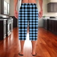 thumbnail image 3 of LIaqionyy Pajama Capri Short for Men Plaid Pants Lounge Lightweight Comfy Drawstring Bottoms with Pockets, 3 of 7
