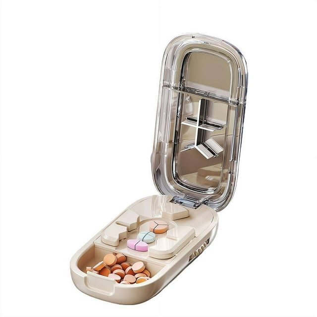 Coupe-pilules Portable et Ajustable avec Séparateur pour Moitiés/tiers/quarts, Acier Inoxydable avec Guide de Centrage pour un Alignement Précis des Petites et Minuscules Pilules