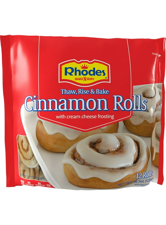 Rhodes Frozen Cinnamon Rolls with Cream Cheese Frosting, 12-Count, 36.6 oz Bag