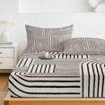 thumbnail image 6 of Full Size Fitted Sheet Set - Black Boho 3 Piece Bedding Sets 16" Deep Pocket Fitted Sheet with 2 Pillowcases, Abstract Geometric Curves Lines Modern Brushed Microfiber Hotel Luxury Bed Sheets, 6 of 9