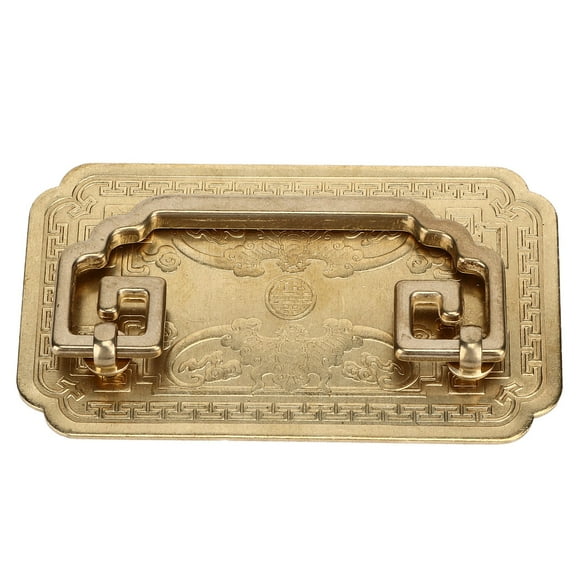 Antique Drawer Handle Tetragonal Bat Chinese Retro Style Pulls with 2 Screws for Cabinet Doors Brass