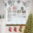 thumbnail image 4 of Red Black Grey Snowflakes Valances for Windows, 42 x 18in, Winter Christmas Snowflakes Rod Pocket Kitchen Valance Curtain Light Filtering Window Treatments for Living Room Bedroom, 1 Panel, 4 of 7