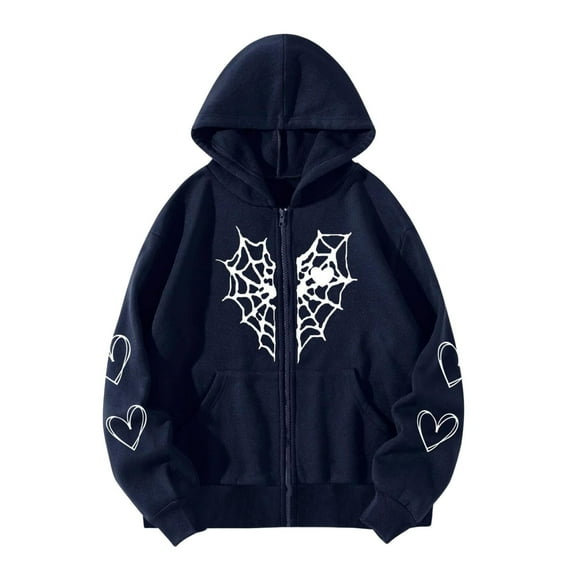 Y2k Hoodie Zip Up Women Oversized Graphic Sweatshirt Halloween Vintage Grunge Teen Girls Hoodie Jacket With Pocket