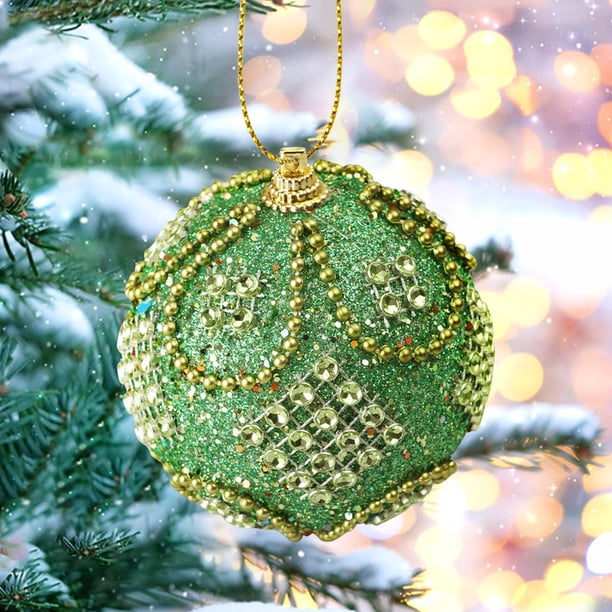 Adorno navideño con forma de bola de lentejuelas y acabado perlado, para colgar en interiores y exteriores, para fiestas, bodas, Halloween, Acción de Gracias, San Valentín