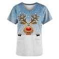 thumbnail image 4 of LSLJS Christmas Blouse de Noël à Manches Courtes Col en V avec Poches Imprimées pour Femmes, Scrub Tops, 4 of 5