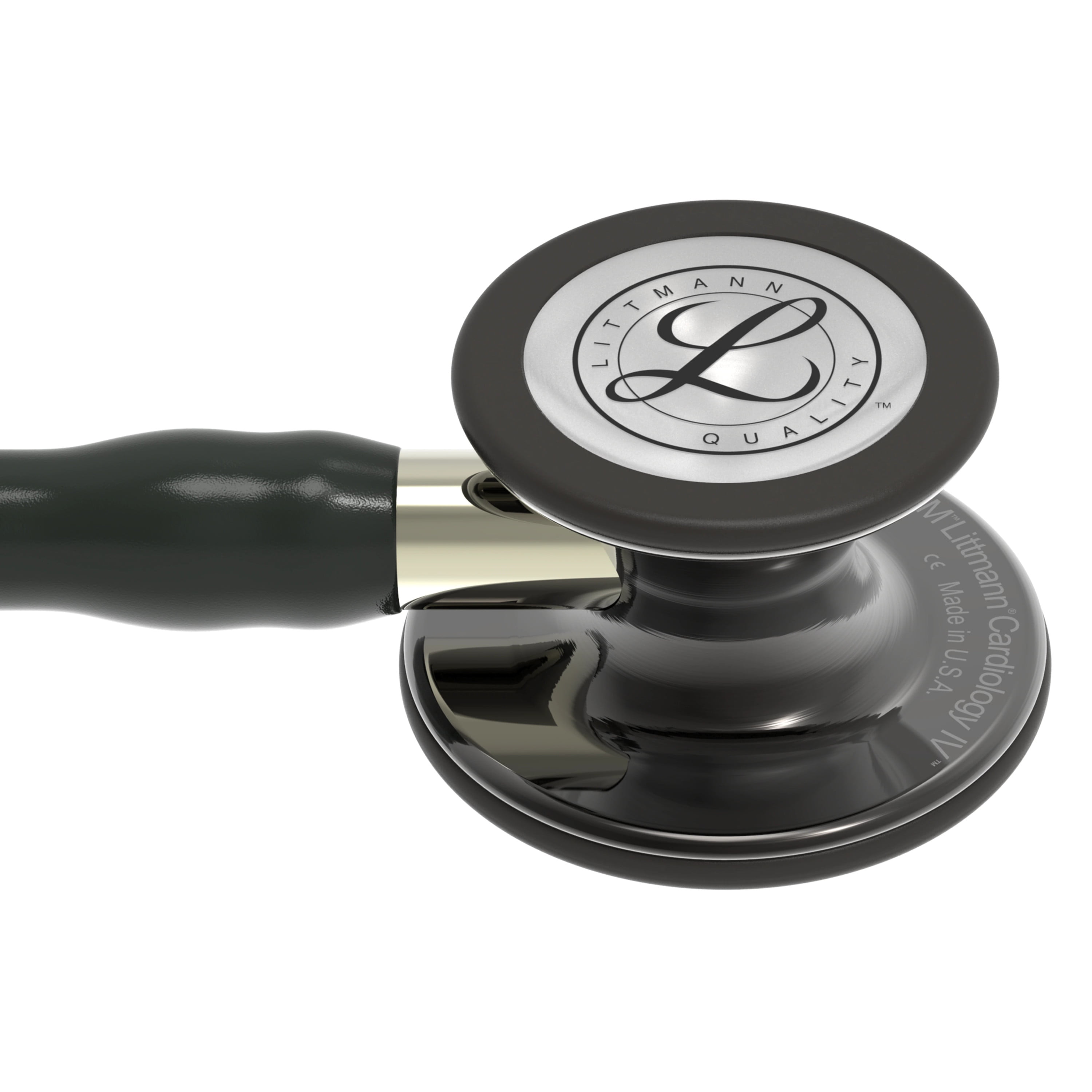 3M Littmann Cardiology IV Diagnostic Stethoscope, Stainless Steel Smoke-Finish Chestpiece, 27" Black Tube, Champagne Stem
