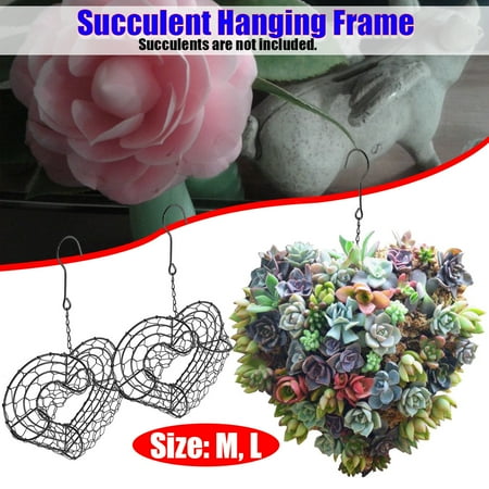 Heart Shape Wire - Grtxinshu Iron Wire Heart Shape Succulent Plant Holder Succulent Hanging Frame Wreath Frame Metal Planter Holder Hanging Pot Romantic Home Garden Decoration Indoor Outdoor
