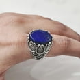 thumbnail image 5 of Lapis Lazuli Mans Ring, Natural Afghani Lapis Lazuli, Silver Jewelry, 925 Silver Ring, Birthday Gift, Heavy Mens Ring, Arabic Design, Ottoman Style Ring, Christmas, Turkey Mens Signet Ring, 5 of 7