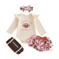 thumbnail image 2 of Cjfdfy Newborn Baby Girl Football Fall Outfit Game Day Long Sleeve Romper Tulle Skirt Bow Headband Stockings Infant Girl Cute I Like Football Clothes 0-18 Months, 2 of 10