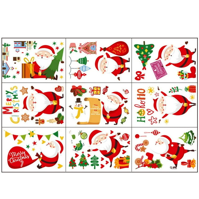 Bangcool Christmas Window Decal Decorative 9 Sheet Cute Holiday Window Cling Xmas Cling