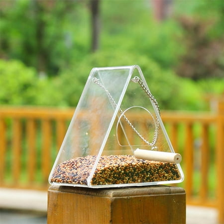 Acrylic Bird Feeder Food Box Anti Scatter Parrot Feeder With Stand