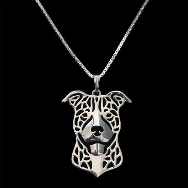 Sterling Silver Staffordshire Bull Terrier Dog Pendant 
