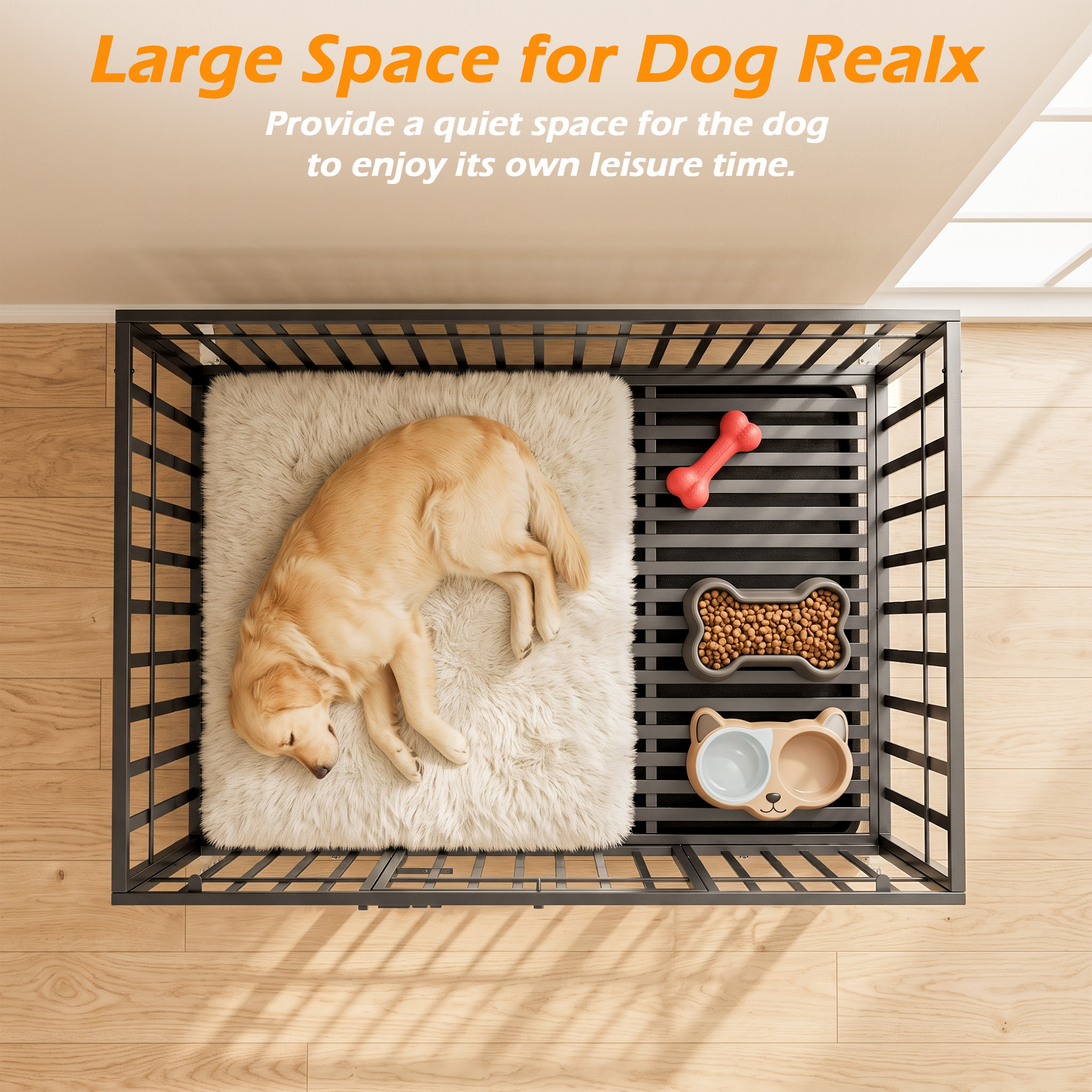 Waleaf 48-Inch Heavy Duty Steel Dog Crate with Double Doors photo 4