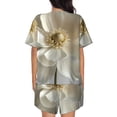 thumbnail image 4 of Womens Pajama Sets With Pocket, Elegant Ivory Flower Lounge Sets Short Sleeve Sleepwear PJ Sets for Women, 4 of 6