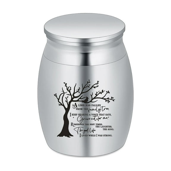 Small Keepsake Urns for Human Ashes 1.57 Inch Mini Cremation Urns for Ashes Memorial Ashes Holder - Tree of Life / Wings Stainless Steel Mini Urns Keepsake
