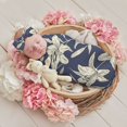 Balery Lilies Flowers Printed Newborn Receiving Blanket Bow Headband