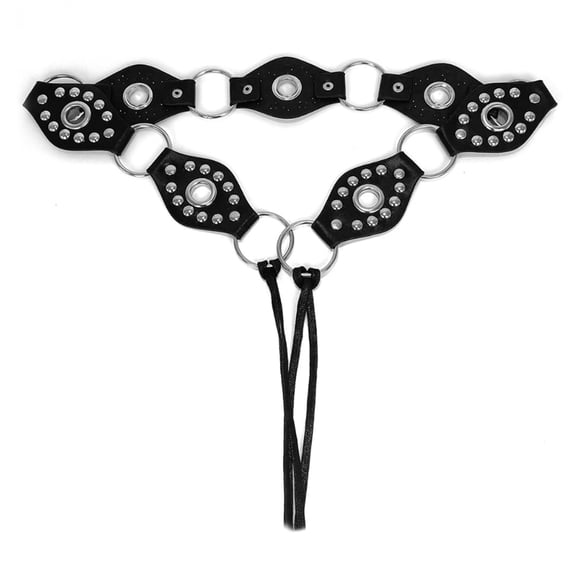 HUANLEDASH Retro Style Women Belt Exaggerated Rhombus Metal Buckle Faux Leather Wide Eyelet Belt Pants Accessories
