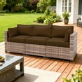thumbnail image 6 of Kimunuk Outdoor Replacement Cushions for Patio Furniture, 4" Foam High-Density, 8-Piece Water-Resistant Outdoor Cushion for 3-Seat Sectional Patio Conversation Sets, Liner&Cover, Chocolate, 6 of 7