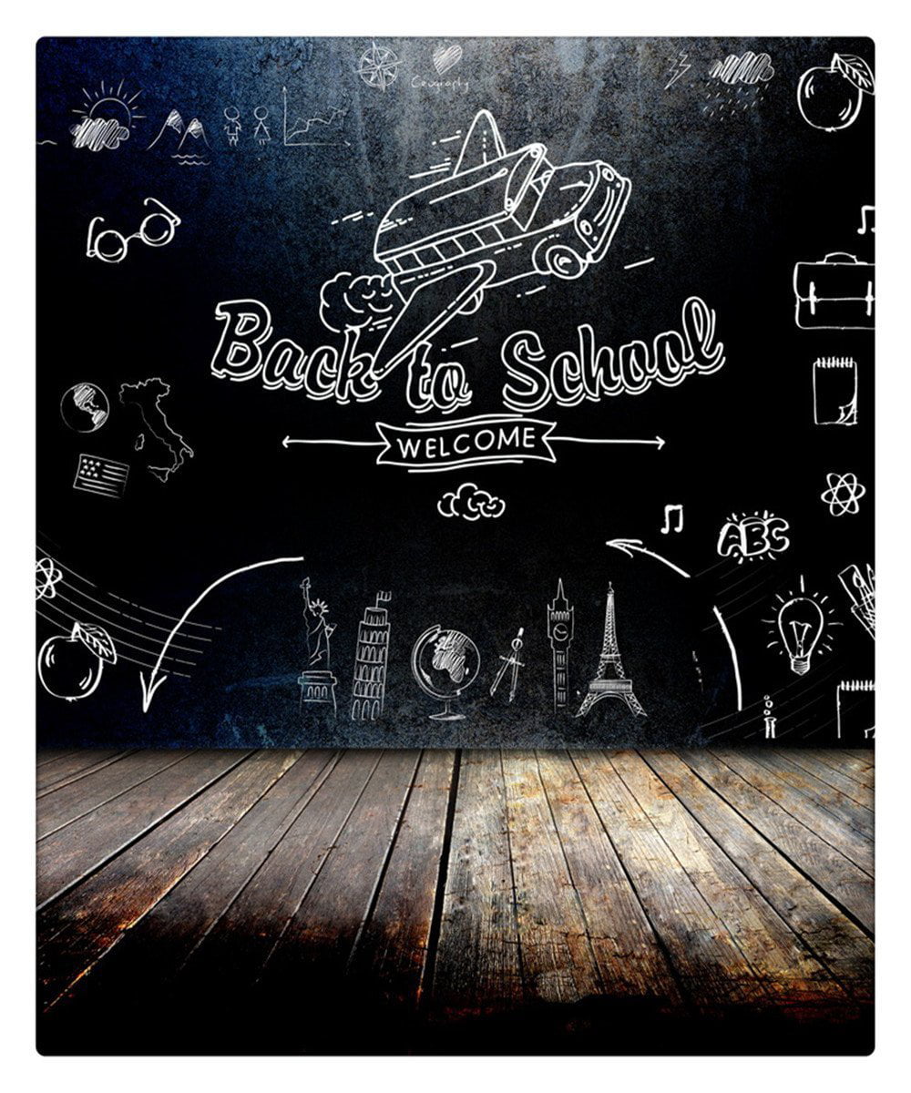 Mohome Polyester Fabric Back School Theme Photography Background For Kids Chalkboard 5x7ft Vintage Wood Floor Photo Backdrop For Students School Party Backgrounds Walmart Com