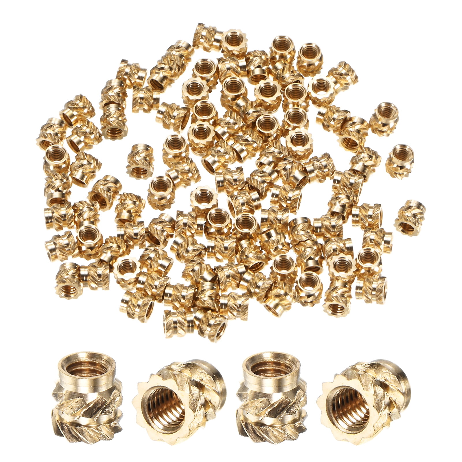 Tuerca Insertable Uxcell 150-Pack Insertos Roscados, Tuercas de Inserto Estriado de Latón ...