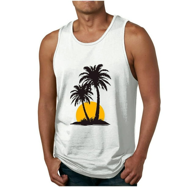 Camisetas de Tanque de los Hombres Tanque de los Hombres Incolor Gradiente de Impresión Cuello Redondo Correa Delgada Fuga Atrás Regular Casual Deportes Blusas de Tanque