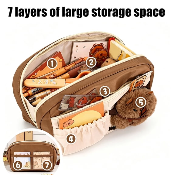 Nkmbld Pencil Pouch Large Capacity Pencil Case with Zipper, Multiple Pockets, Large Storage Organizer for Stationery, Cute Pencil Bag for Office