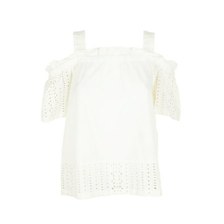 Vince Camuto Antique White Eyelet Off-The-Shoulder Cotton Blouse M