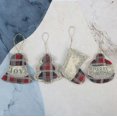 thumbnail image 1 of 4 Pcs Burlap Christmas Ornaments Set, Funny Unique Mini Christmas Tree Ornaments Bulk, Rustic Christmas Decorations Clearance Decor, Small Red Plaid C, 1 of 1
