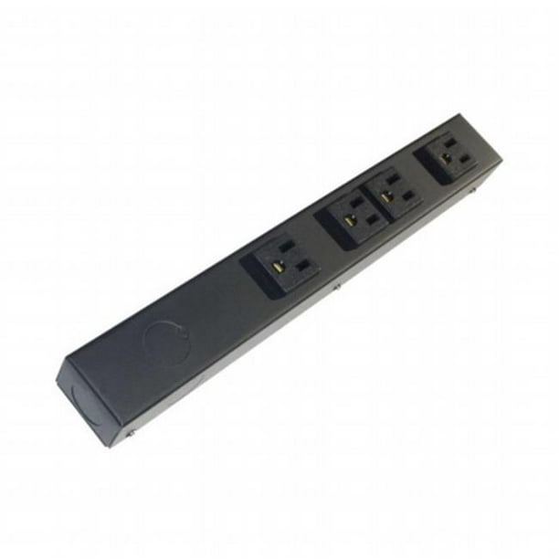 edustry EPSH104NV 4 Outlet Hardwired Power Strip, 12 in. Black