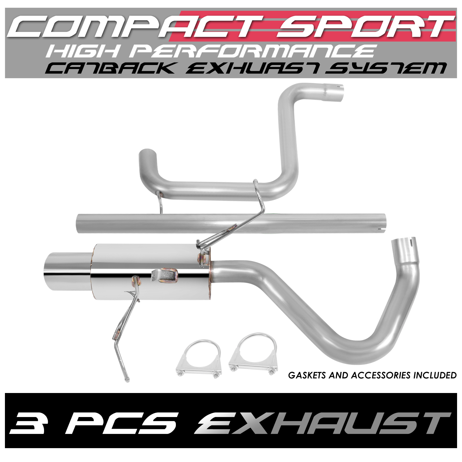 DNA Motoring For 01-06 Chrysler PT Cruiser 2.4L Performance Cat-Back Exhaust Muffler w/Removable Silencer