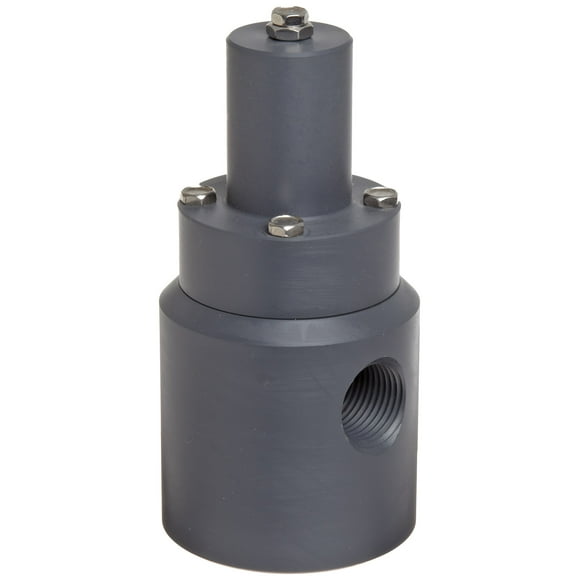 Plast-O-Matic RVD Series PVC Relief Valve for Low Through High Pressure, For Corrosive and Ultra-Pure Liquids, 5-100 psi Pressure Range, 1/4" NPT Female
